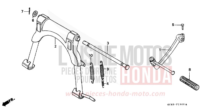 STAENDER/KICKSTARTER-ARM von NHX 110 STARLIGHT SILVER METALLIC (NH131) von 1990
